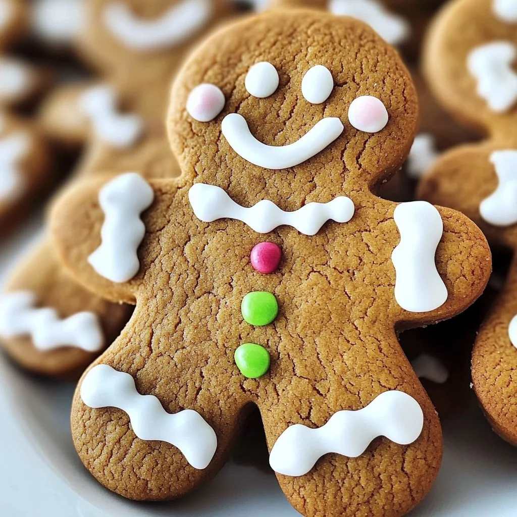 Chewy gingerbread man cookies decorated with icing