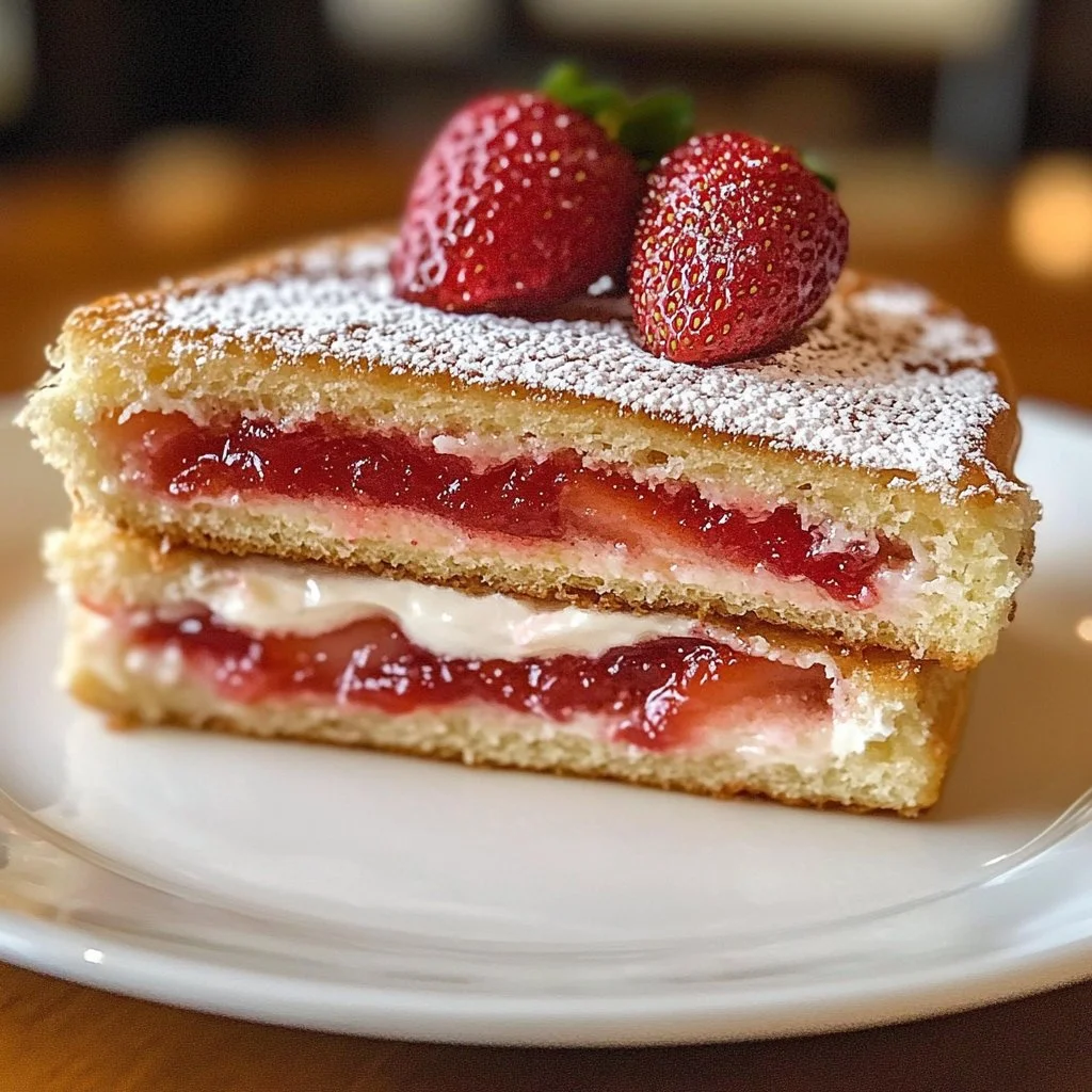 Fried strawberry cheesecake sandwiches with crispy exterior and creamy filling