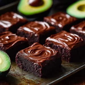 Delicious Avocado Brownies served on a plate, showcasing their rich, fudgy texture.