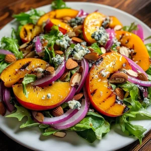 Delicious Peach Feta Salad with fresh peaches and crumbled feta cheese