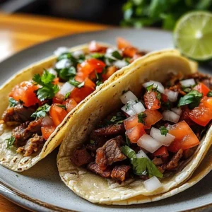 Delicious beef skirt tacos served with fresh toppings