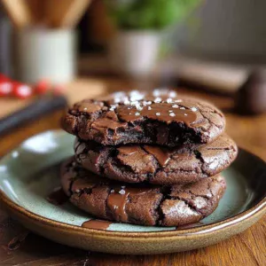 Chewy mint chocolate cookies on a plate, perfect for a sweet treat.