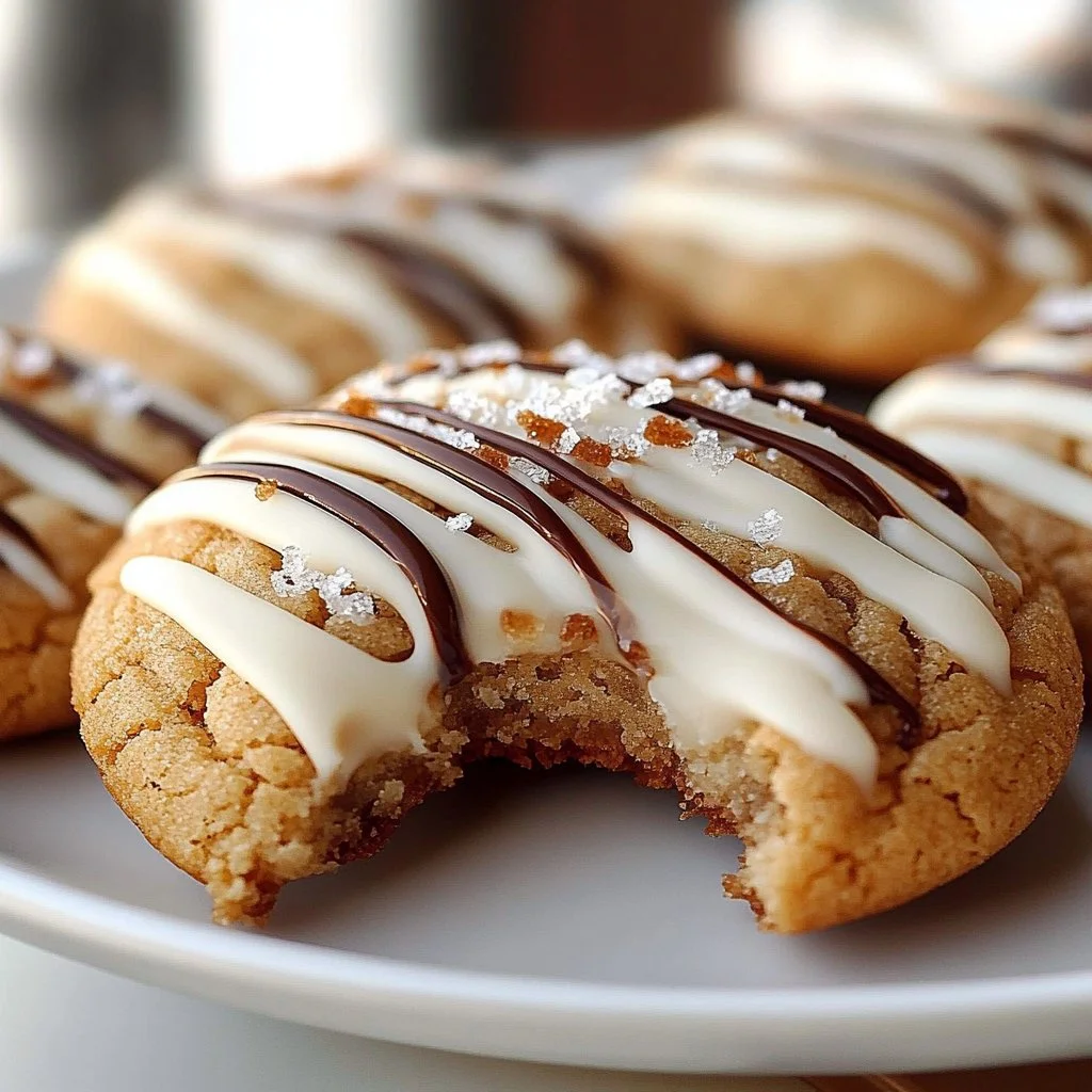 Chewy white chocolate dipped maple cookies on a plate.