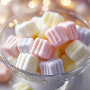 Plate of classic Butter Mint Treats with a minty green color and creamy texture.
