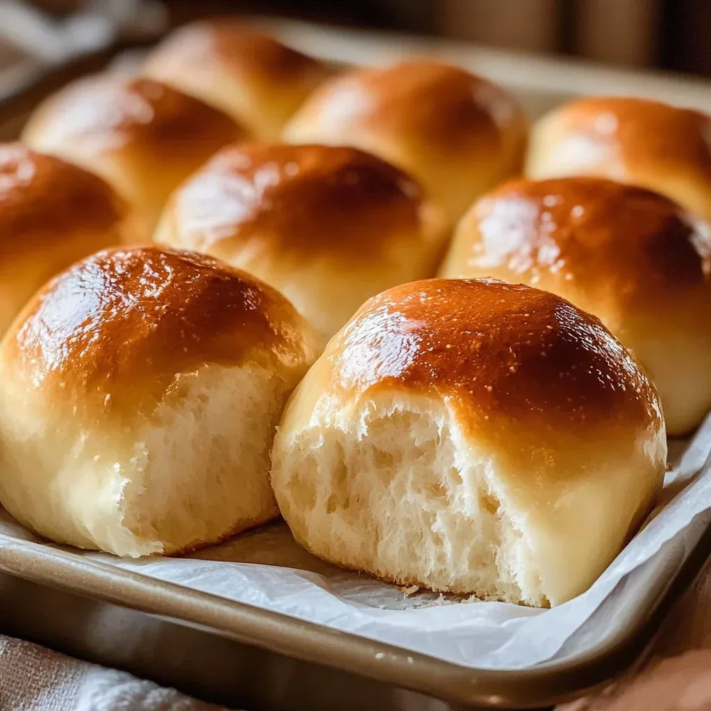 Freshly baked cloudlike dinner rolls in a basket