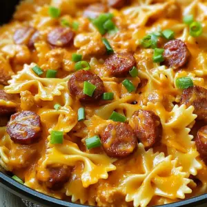 Creamy Kielbasa Pasta in One Pot served in a bowl with herbs