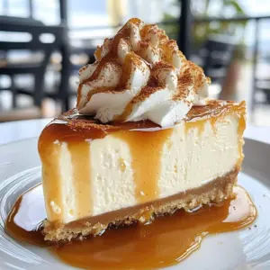 Delicious creamy no-bake pumpkin cheesecake served on a plate with whipped cream