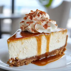 Delicious creamy no bake pumpkin cheesecake served on a festive plate
