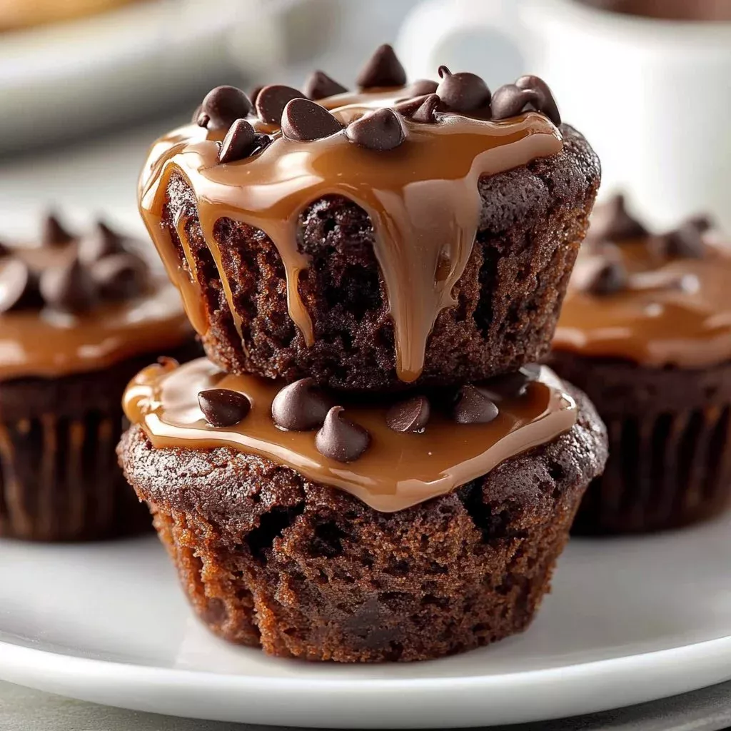 Delicious creamy peanut butter brownie bites on a white plate.