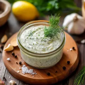 Homemade creamy ranch dressing recipe with fresh herbs and spices.