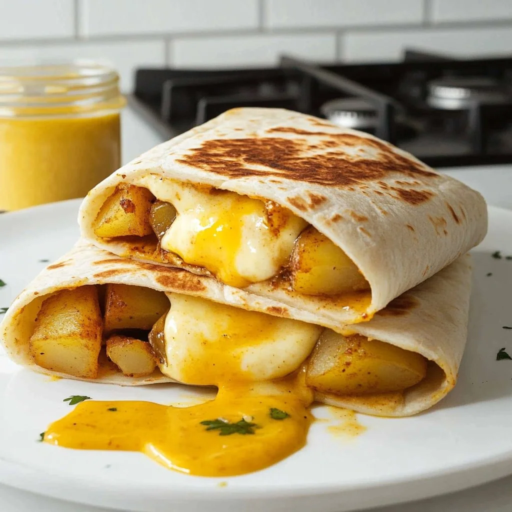Crispy morning crunchwrap filled with fresh ingredients for a delicious breakfast.
