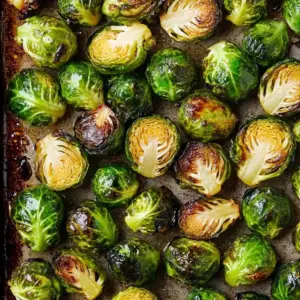 Crispy roasted Brussels sprouts garnished and ready to serve