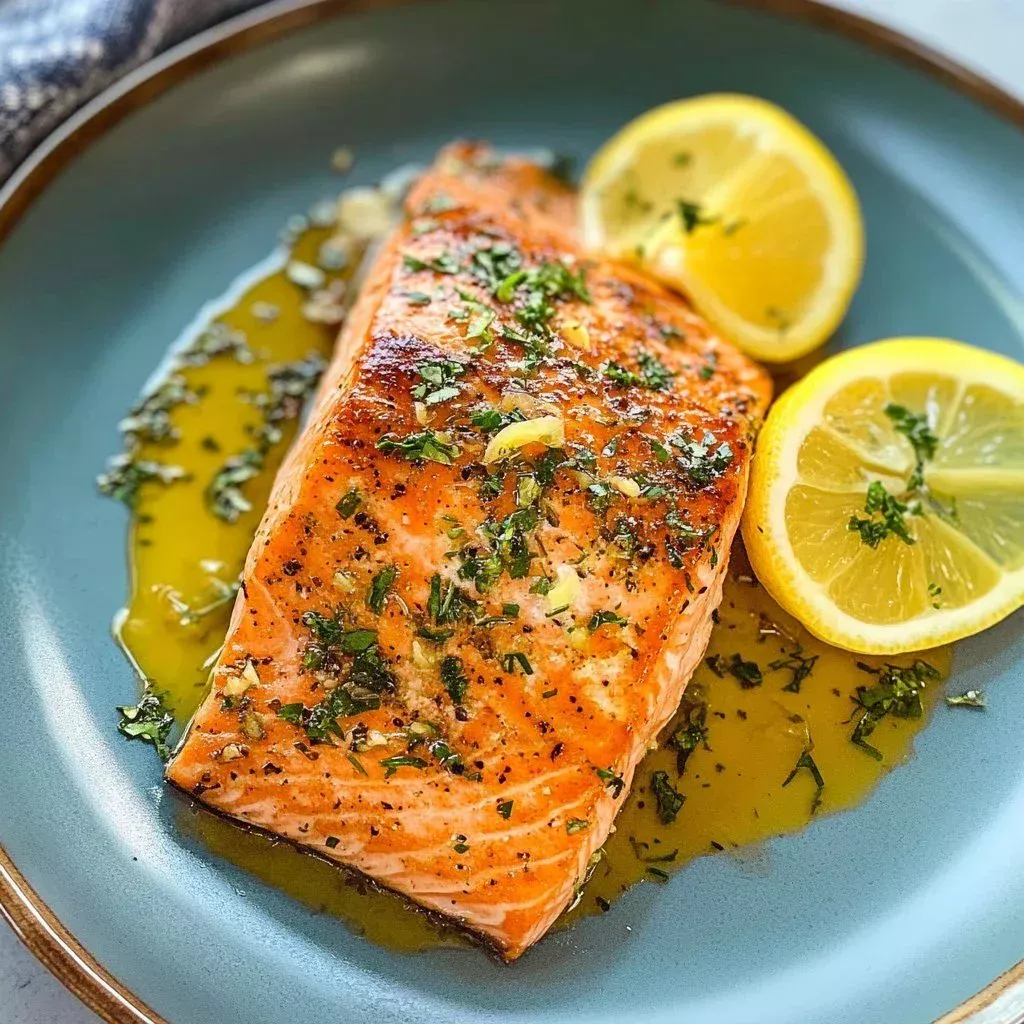 Dijon honey salmon fillet glazed to perfection on a plate