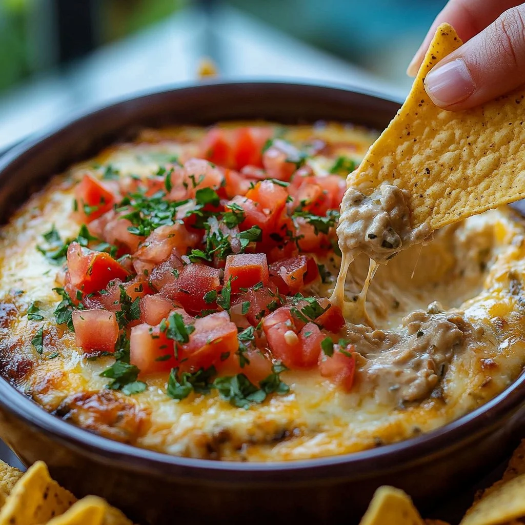 Easy slow cooker Rotel dip served in a bowl with tortilla chips
