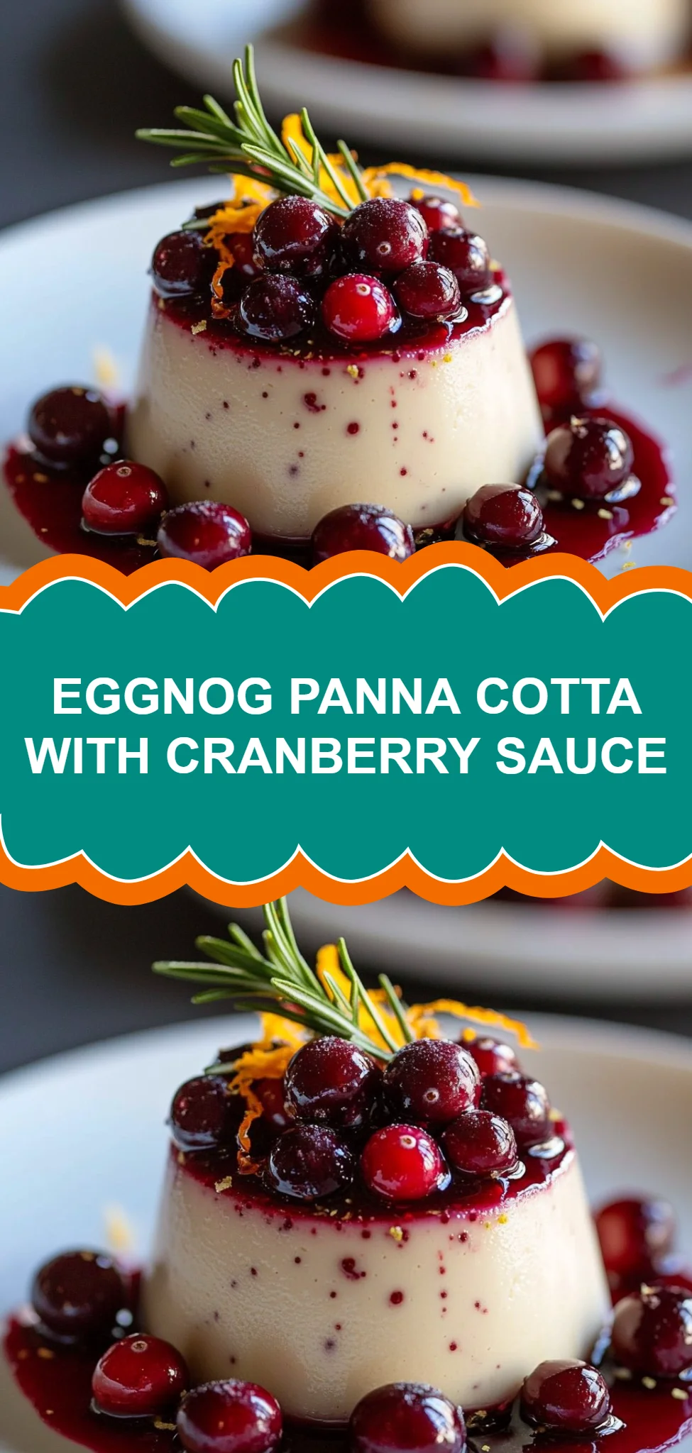 Eggnog Panna Cotta with Cranberry Sauce