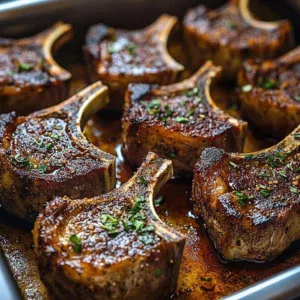 Delicious grilled lamb chops served with herbs and spices
