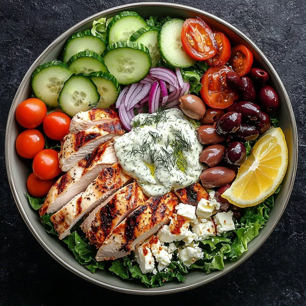 Delicious Greek Tzatziki Chicken Salad with fresh ingredients and flavors