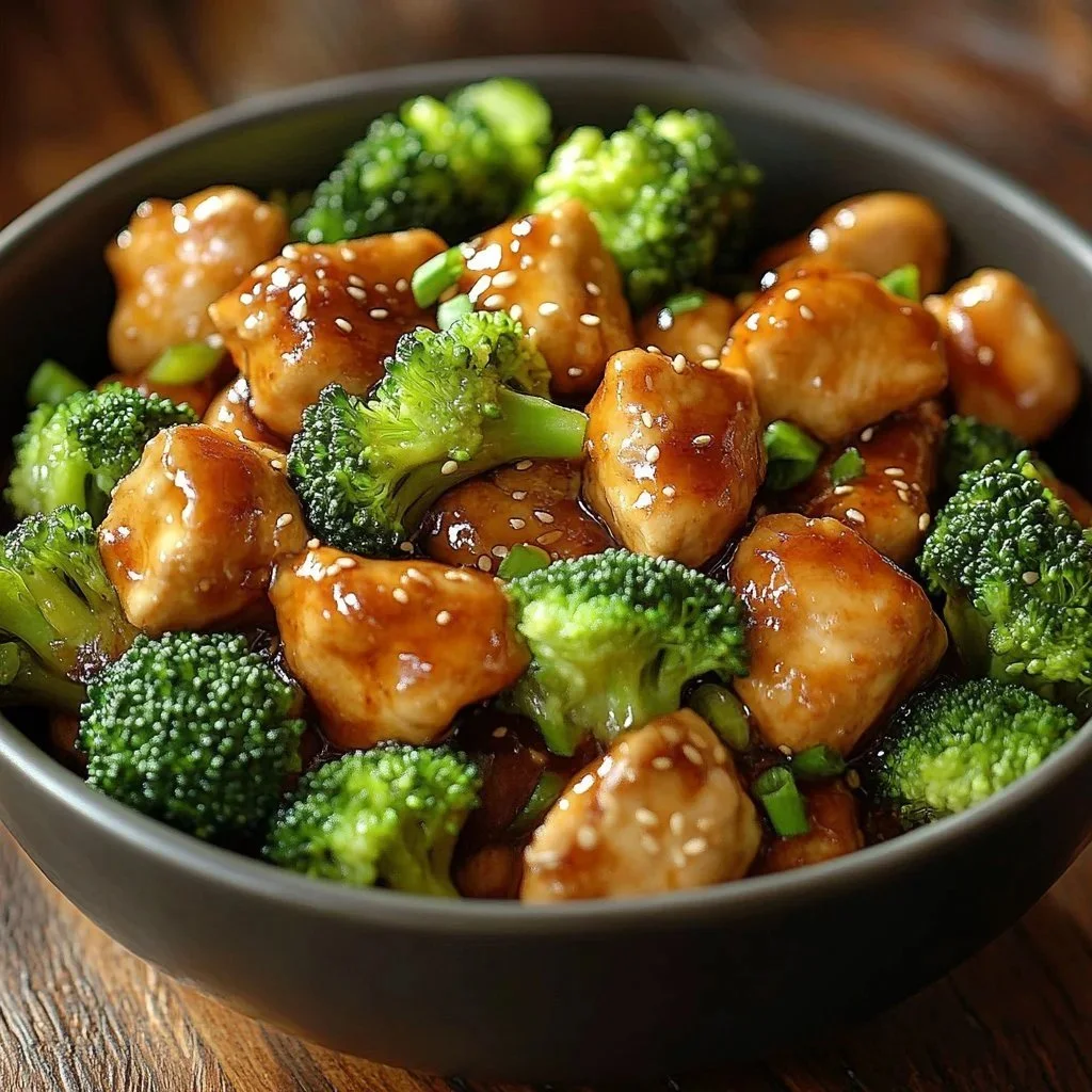 Delicious Honey Sesame Chicken served with fresh broccoli