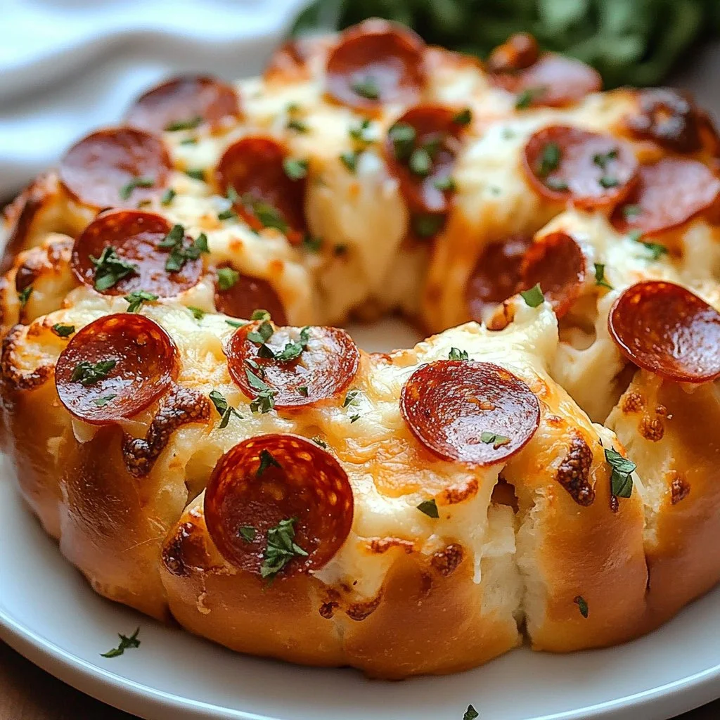 Delicious pull-apart pizza monkey bread served on a platter