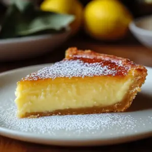 Sliced Italian Grandmother's Lemon Custard Cake on a serving plate