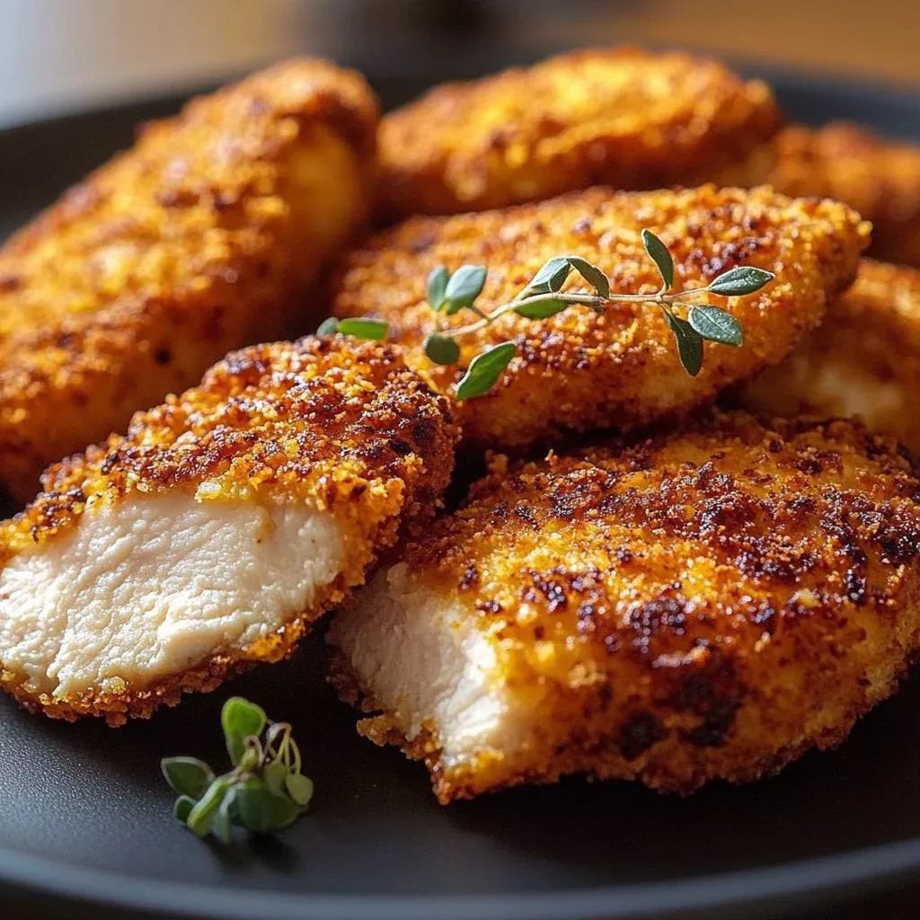 Juicy air fryer chicken breast ready to serve with herbs and spices