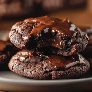 Keto Flourless Chocolate Fudge Cookies on a decorative plate