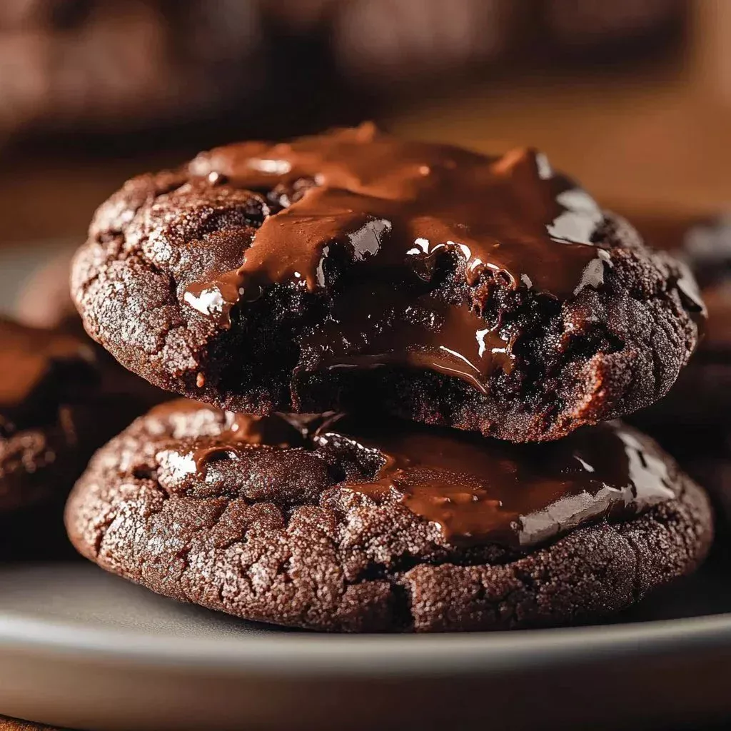 Keto Flourless Chocolate Fudge Cookies on a decorative plate