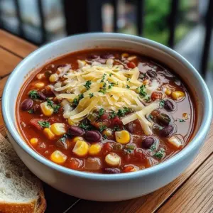 Delicious Olive Garden-style minestrone soup garnished with fresh herbs.