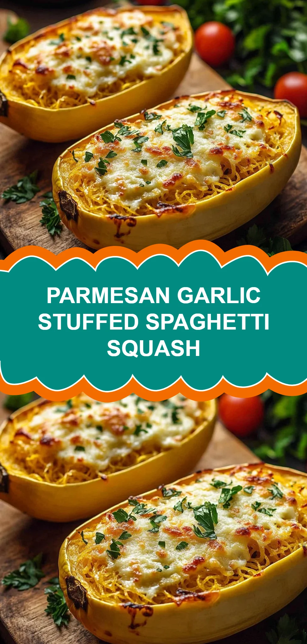 Parmesan Garlic Stuffed Spaghetti Squash