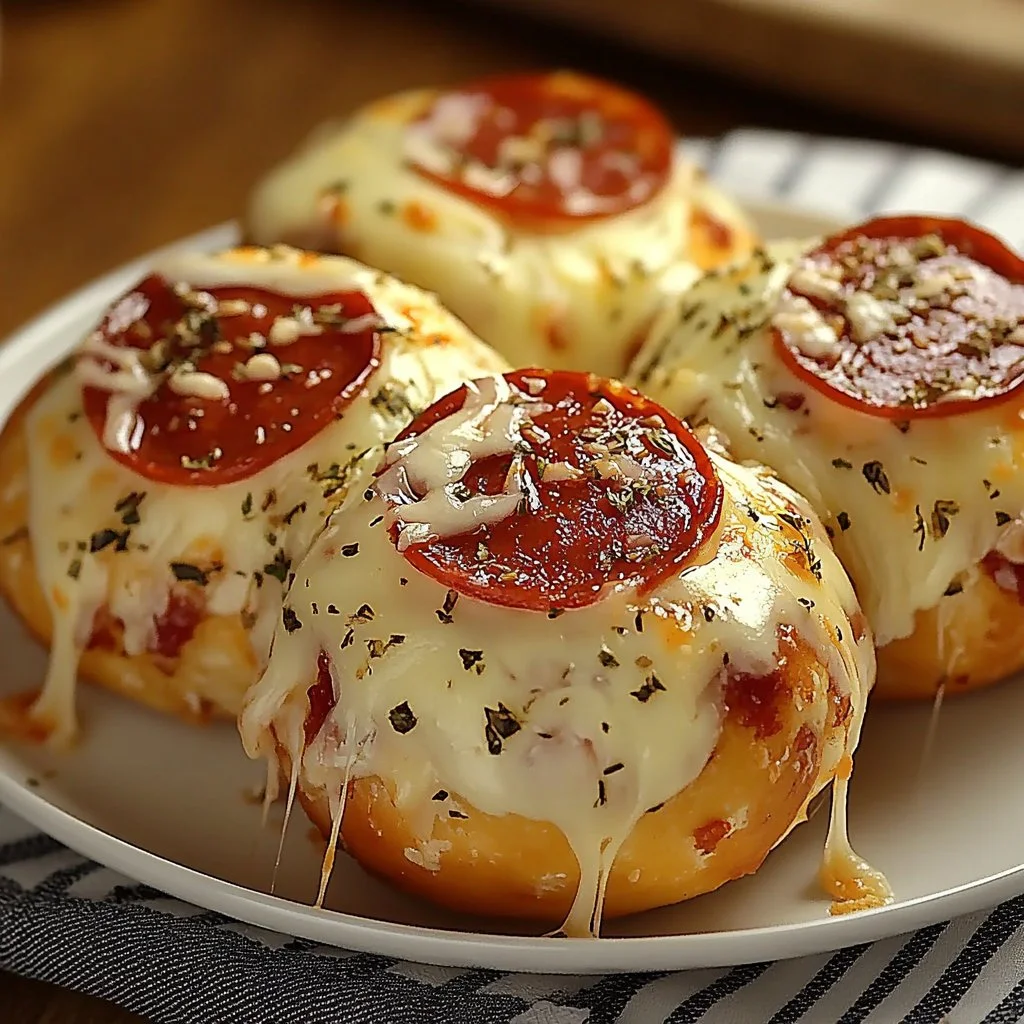 Cheesy pepperoni pizza bombs ready to be served