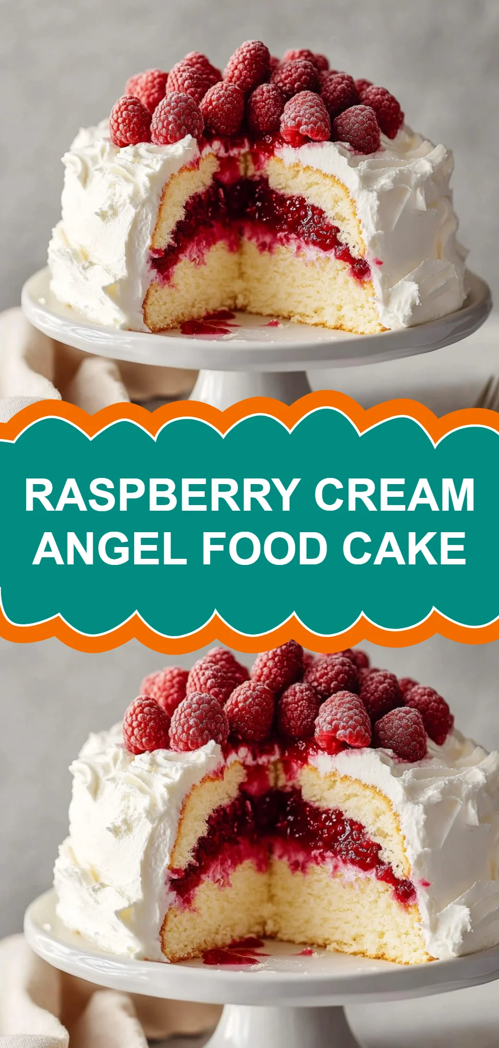 Raspberry Cream Angel Food Cake