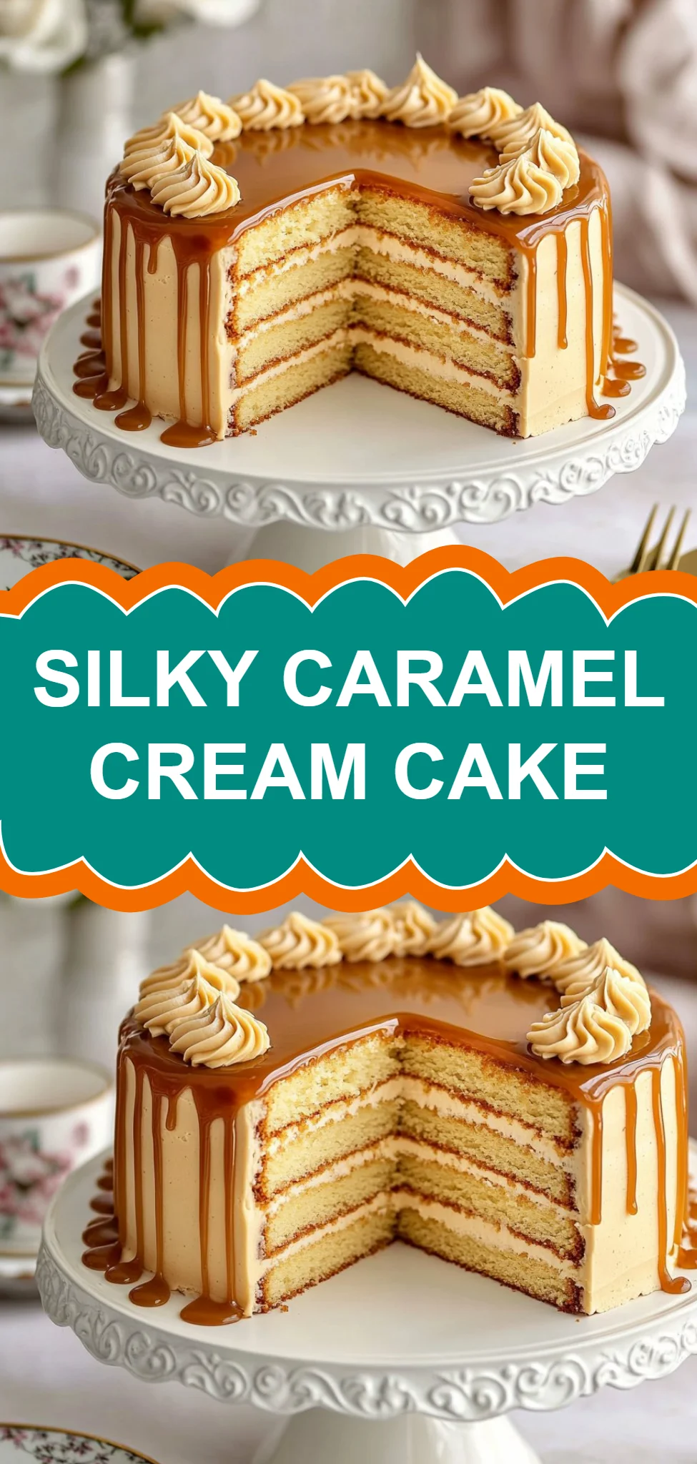 Silky Caramel Cream Cake