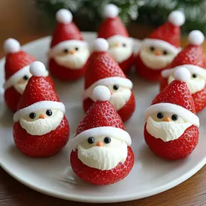 No bake Strawberry Santa treats decorated for holiday celebrations