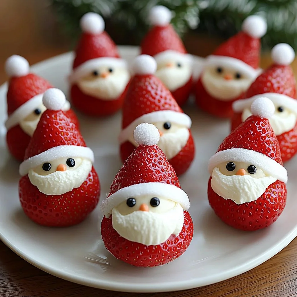 No bake Strawberry Santa treats decorated for holiday celebrations