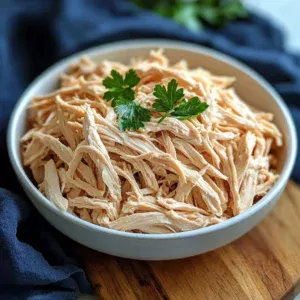Tender shredded chicken cooked in an Instant Pot for quick meals