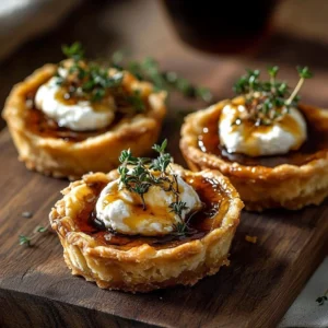Thyme honey goat cheese pumpkin tartlets served on a decorative plate