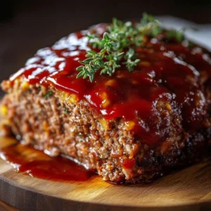Wholesome BBQ Turkey Meatloaf served with fresh vegetables on a plate