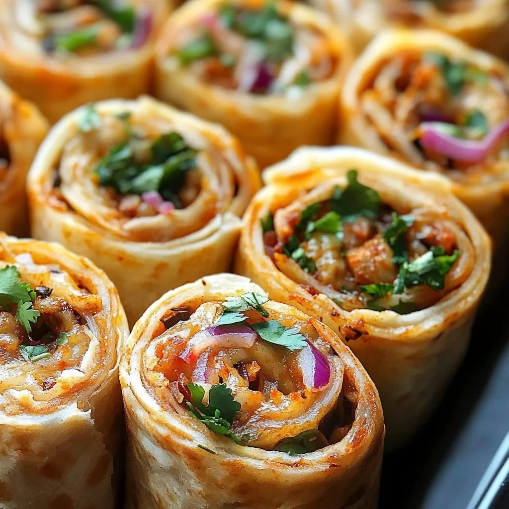 Zesty chicken taco pinwheels served on a platter