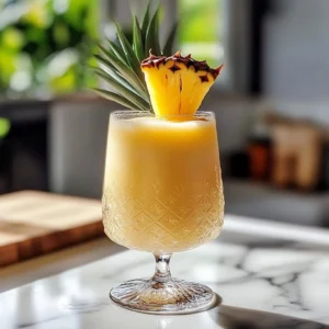 Refreshing zesty Pina Colada in a tropical setting